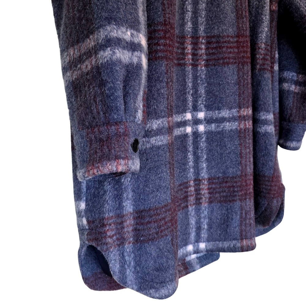 BCBGeneration Plaid Oversized Coat Jacket Burgundy Purple Blue White Plaid XXL - Picture 7 of 12